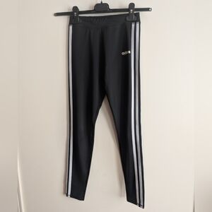 Adidas Kids Black and White Striped Leggings
